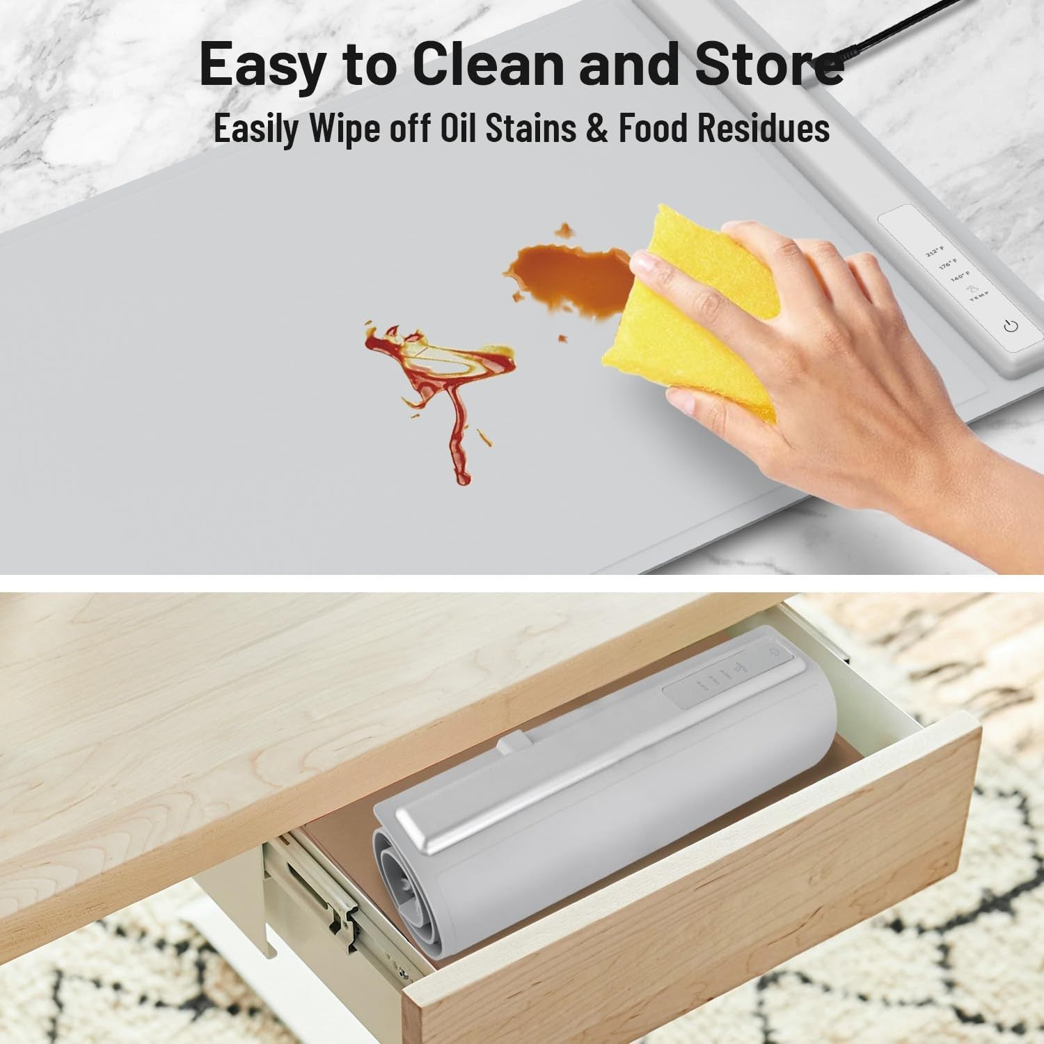 Food Warming Mat,Electric Warming Tray For Food,Foldable Warming Mat For Buffets Party And Daily Use,Silicone Heating Pad With 3 Temp Settings,Kitchen Gadgets Portable Hotplate