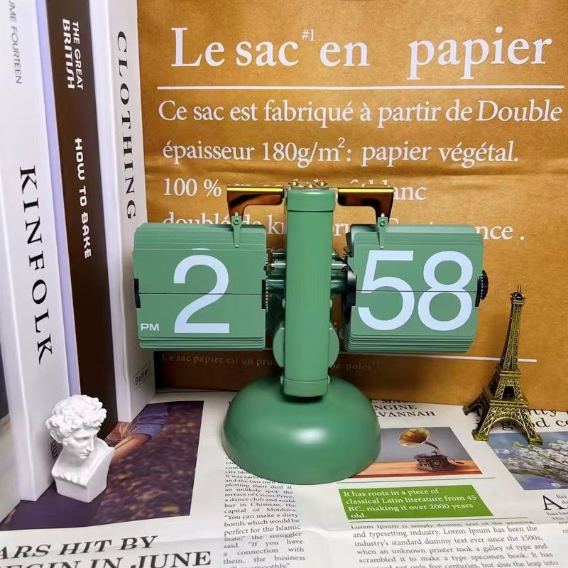 Retro Mechanical Solid Wood Automatic Flip Clock