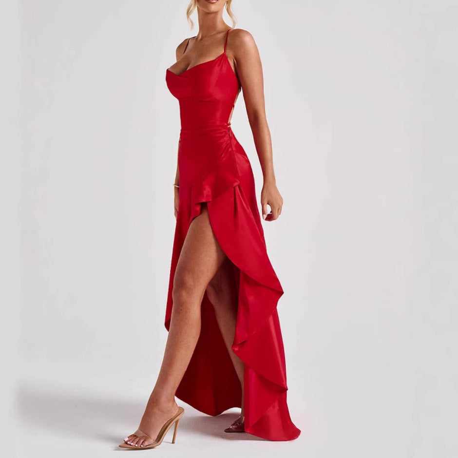 Sexy Summer Maxi Dress – Backless, Split, Ruffled for Party Nights