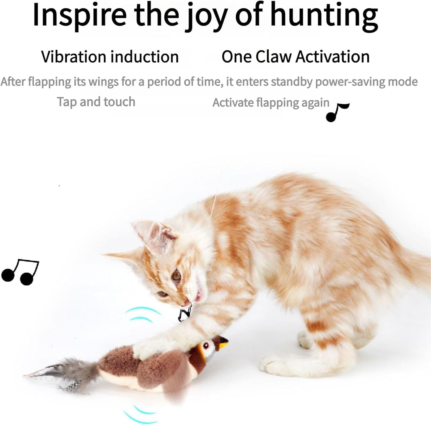 Interactive Chirping Bird Cat Toy – Rechargeable Flapping Feather Play Toy for Indoor Cats