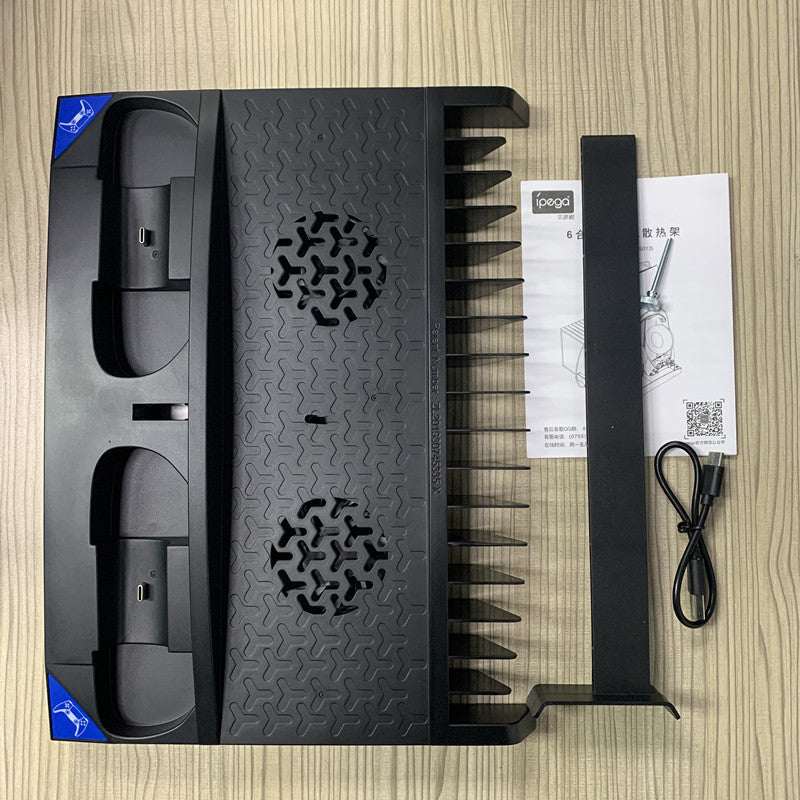 Multi-Function PS5 Cooling Stand with Dual Controller Charger, Headset Holder & Game Disc Storage