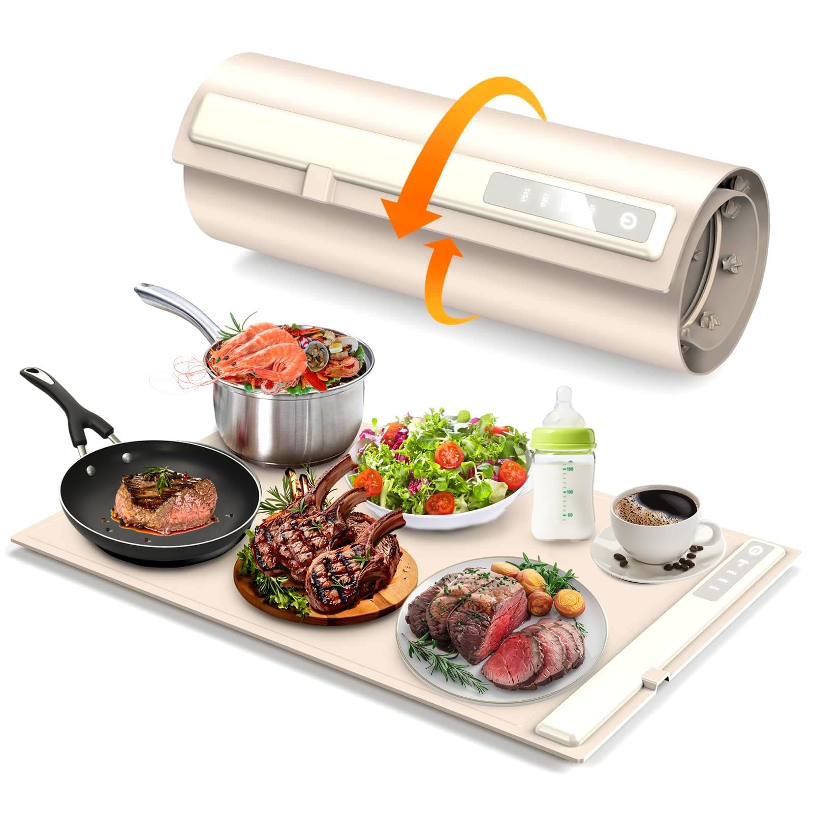 Food Warming Mat,Electric Warming Tray For Food,Foldable Warming Mat For Buffets Party And Daily Use,Silicone Heating Pad With 3 Temp Settings,Kitchen Gadgets Portable Hotplate
