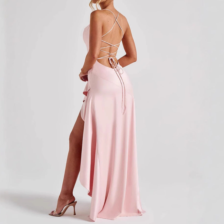 Sexy Summer Maxi Dress – Backless, Split, Ruffled for Party Nights