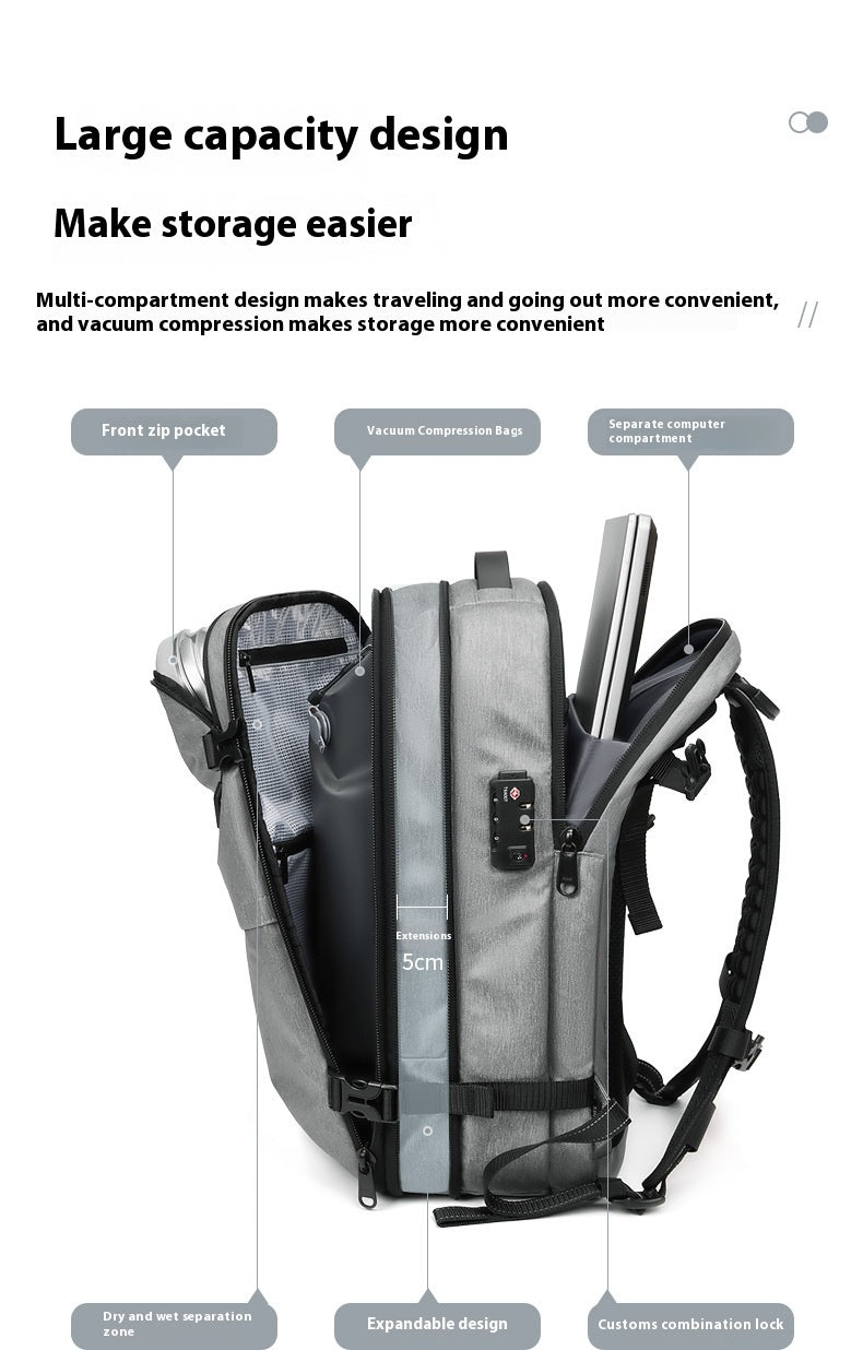 🎒 Multifunctional Travel Vacuum Compression Backpack – 36-55L Large Capacity