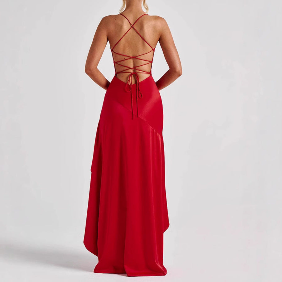 Sexy Summer Maxi Dress – Backless, Split, Ruffled for Party Nights