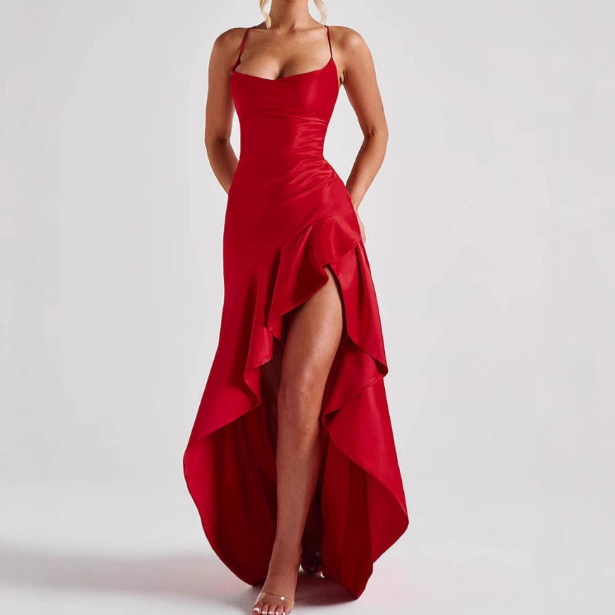 Sexy Summer Maxi Dress – Backless, Split, Ruffled for Party Nights