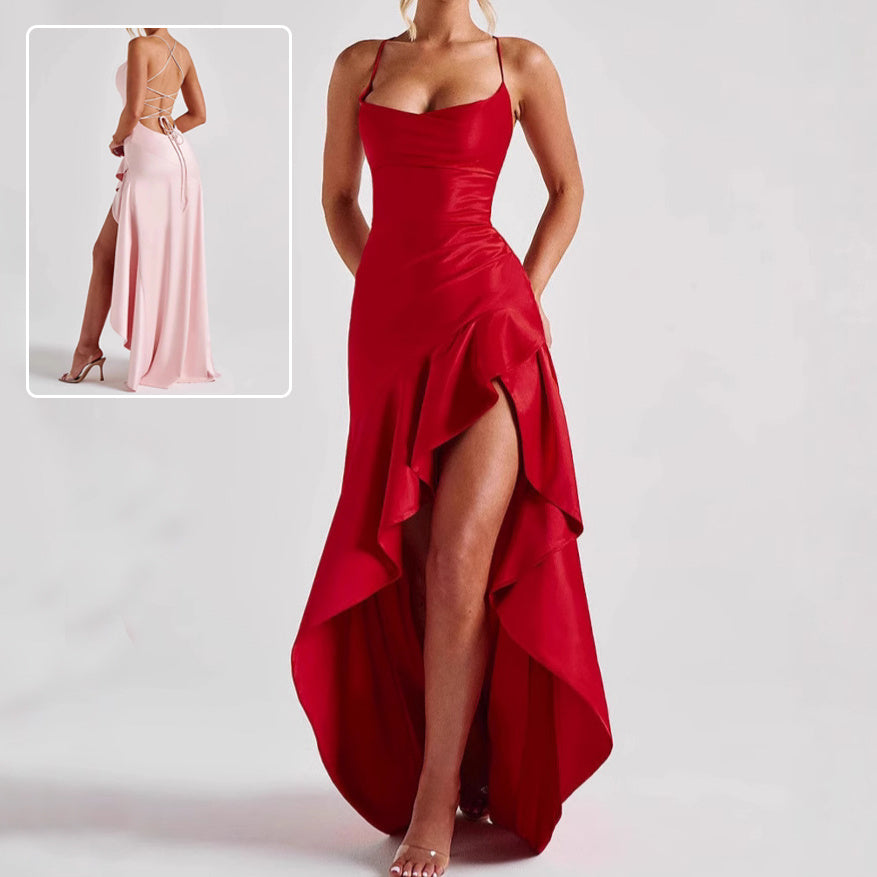 Sexy Summer Maxi Dress – Backless, Split, Ruffled for Party Nights